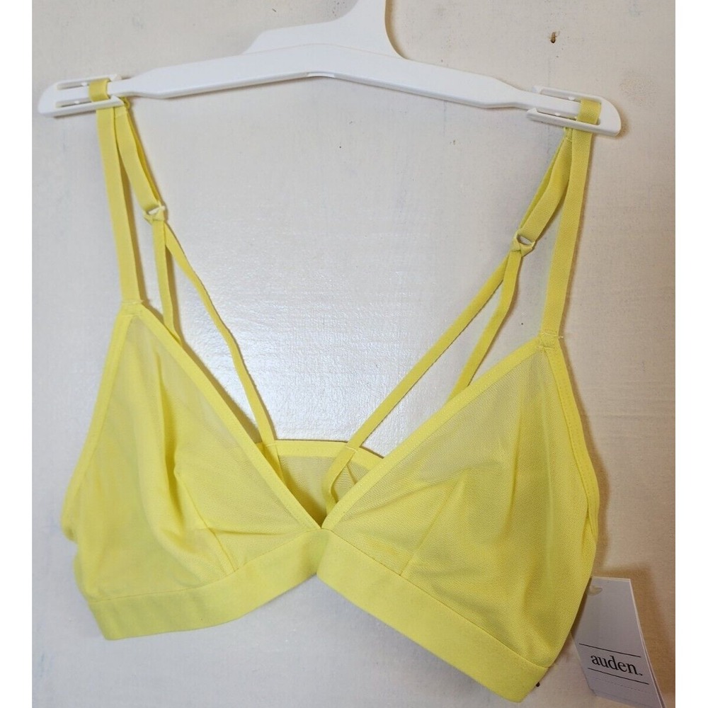 New Auden Women's Lime Green Sheer Wireless Bralette Adjustable Straps Size M